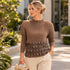 Elegant Pleated Textured Taupe Top, Ruffle Detail Chic Blouse