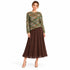 Printed Plaid Textured Long Sleeve Top