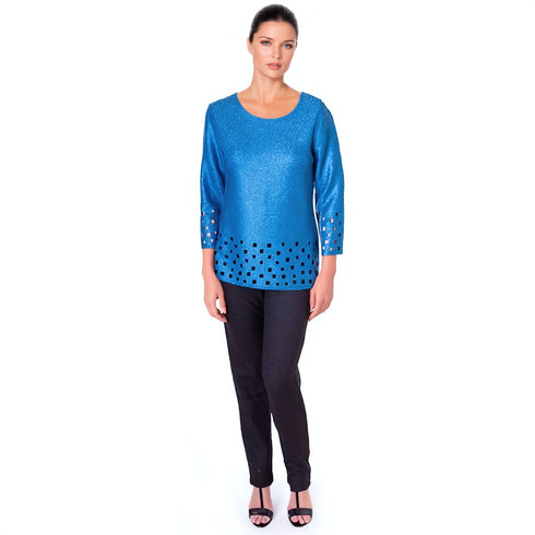 Geometric Laser Cut Crinkle Top - T400