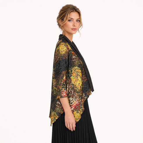 Abstract Print Draped Jacket