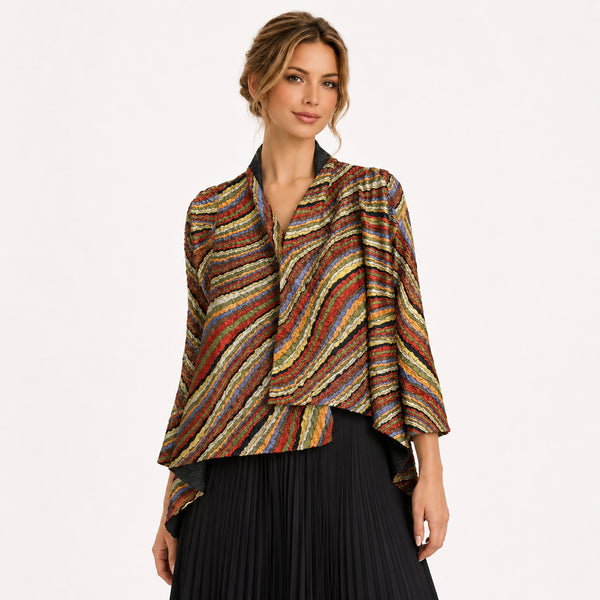 Abstract Print Draped Jacket
