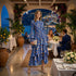 Blue Floral Tiered Midi Dress | Elegant Long Sleeve Spring Dress
