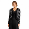 Chic Argyle Pleated Cropped Jacket – Modern Black & Grey Lightweight Cardigan