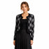 Chic Argyle Pleated Cropped Jacket – Modern Black & Grey Lightweight Cardigan