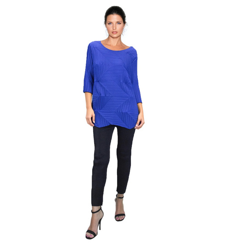 Elegant Pleated Textured Top, Geometric Chic Blouse