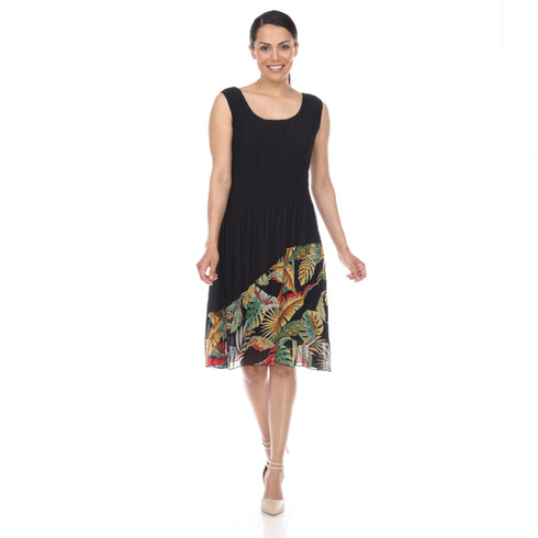 Sleeveless Side Patched Crinkle Dress - DR1032 floral