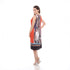 Elegant Pleated Midi Dress – Blue & Peach Print