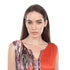 Elegant Pleated Midi Dress – Blue & Peach Print