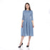 3/4 Sleeve Bubble Bottom Dress - Blue