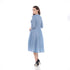 3/4 Sleeve Bubble Bottom Dress - Blue