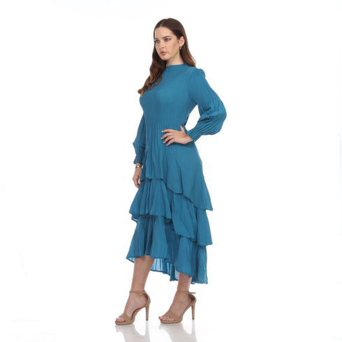 Elegant Black Layered Midi Dress | Romantic Wedding Guest & Evening Dress