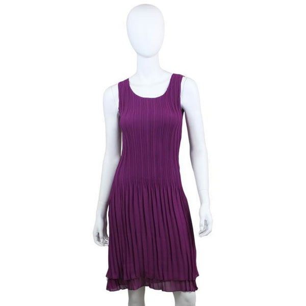Pleated Bodice Crinkle Dress - Purple
