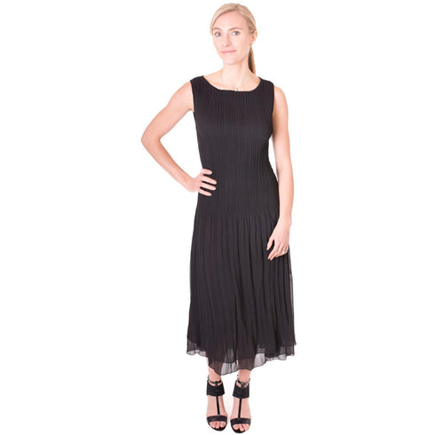 High Neck Crinkle Dress - Black