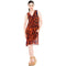V-Neck Stripe Print Crinkle Dress - Orange