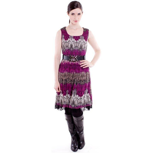 Sleeveless Print Crinkle Dress - Peacock