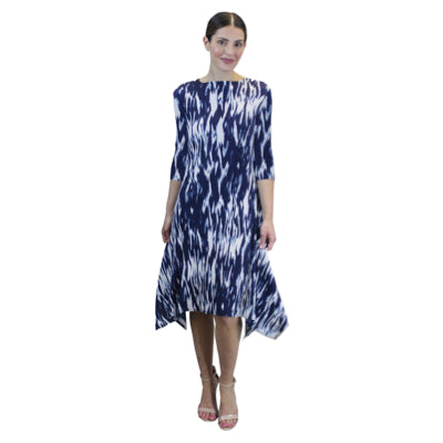 3/4 Sleeve Hanky Ham Crinkle Dress - Black