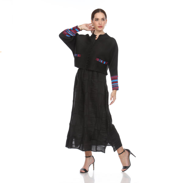 Sleeve Detail Pleated Button Jacket - JK1153 Black