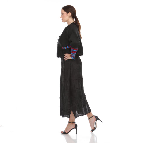 Sleeve Detail Pleated Button Jacket - JK1153 Black