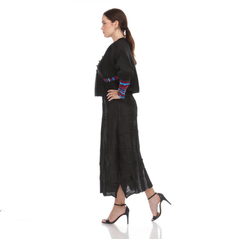 Elegant Cropped Jacket with Color Accent Sleeves | Modern Evening Jacket for Women
