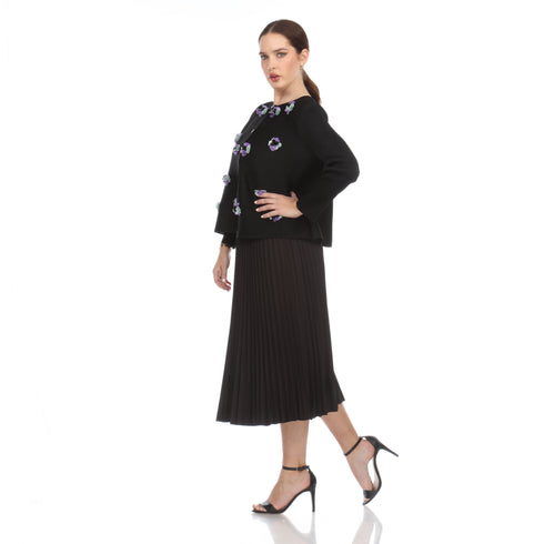 Embroidered Floral Crinkle Jacket - JK1231 black