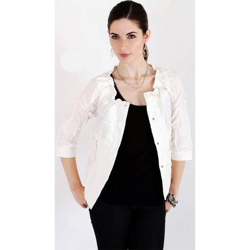 Toggle Crinkle Jacket - White