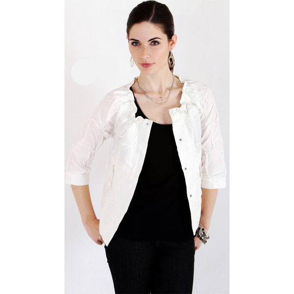 Toggle Crinkle Jacket - White
