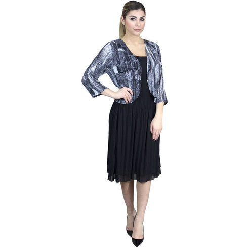 Black White Print Chiffon Crinkle Jacket
