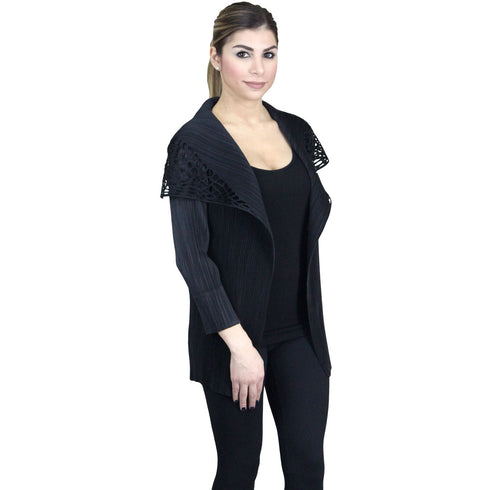 Laser Cut Crinkle Jacket - Black