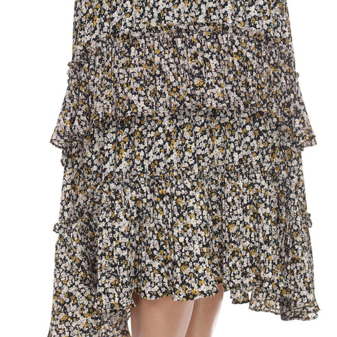 Crinkle H-L Floral Skirt - Beige SK1005